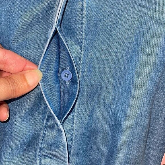 A New Day Womens Button Front Chambray Drawstring Denim Dress Blue Medium NWT - Picture 5 of 10